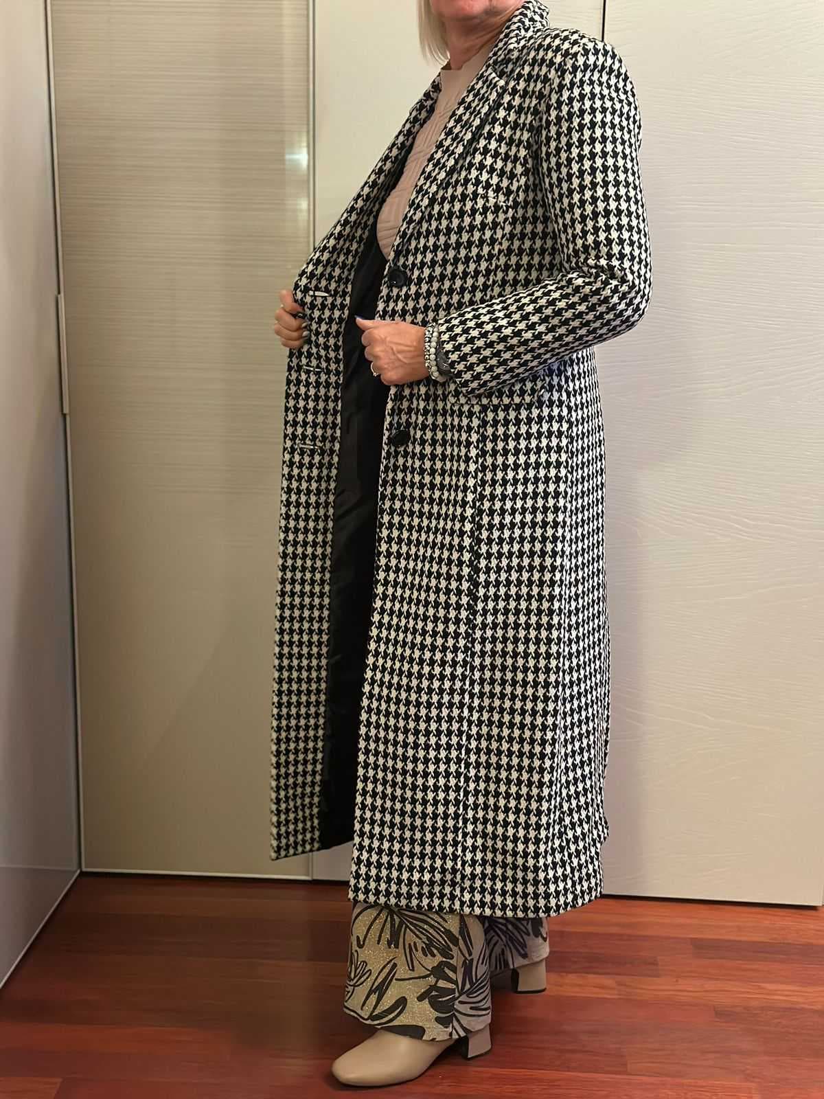 Cappotto Lungo Nero/Bianco