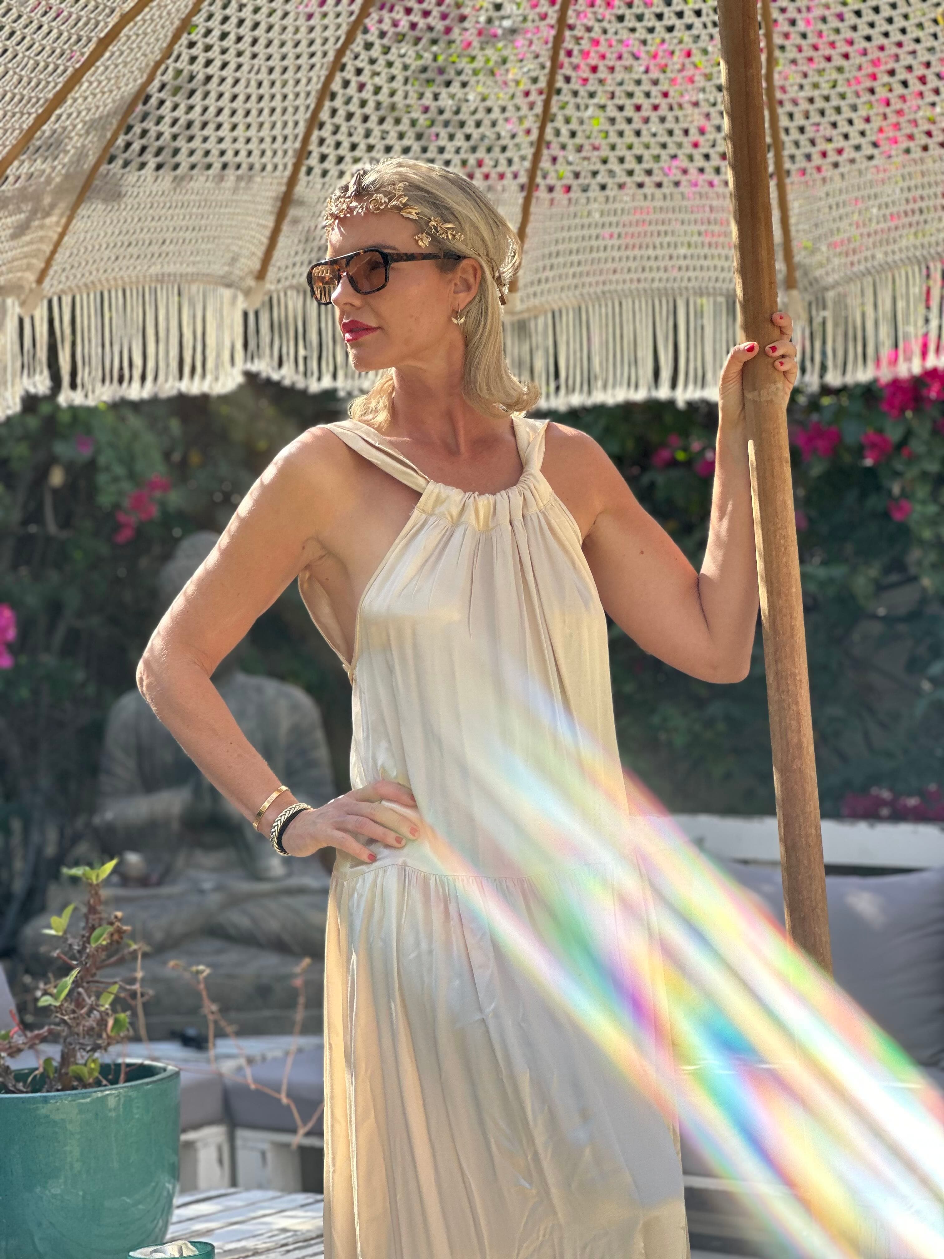 Golden bohemian chic summer dress