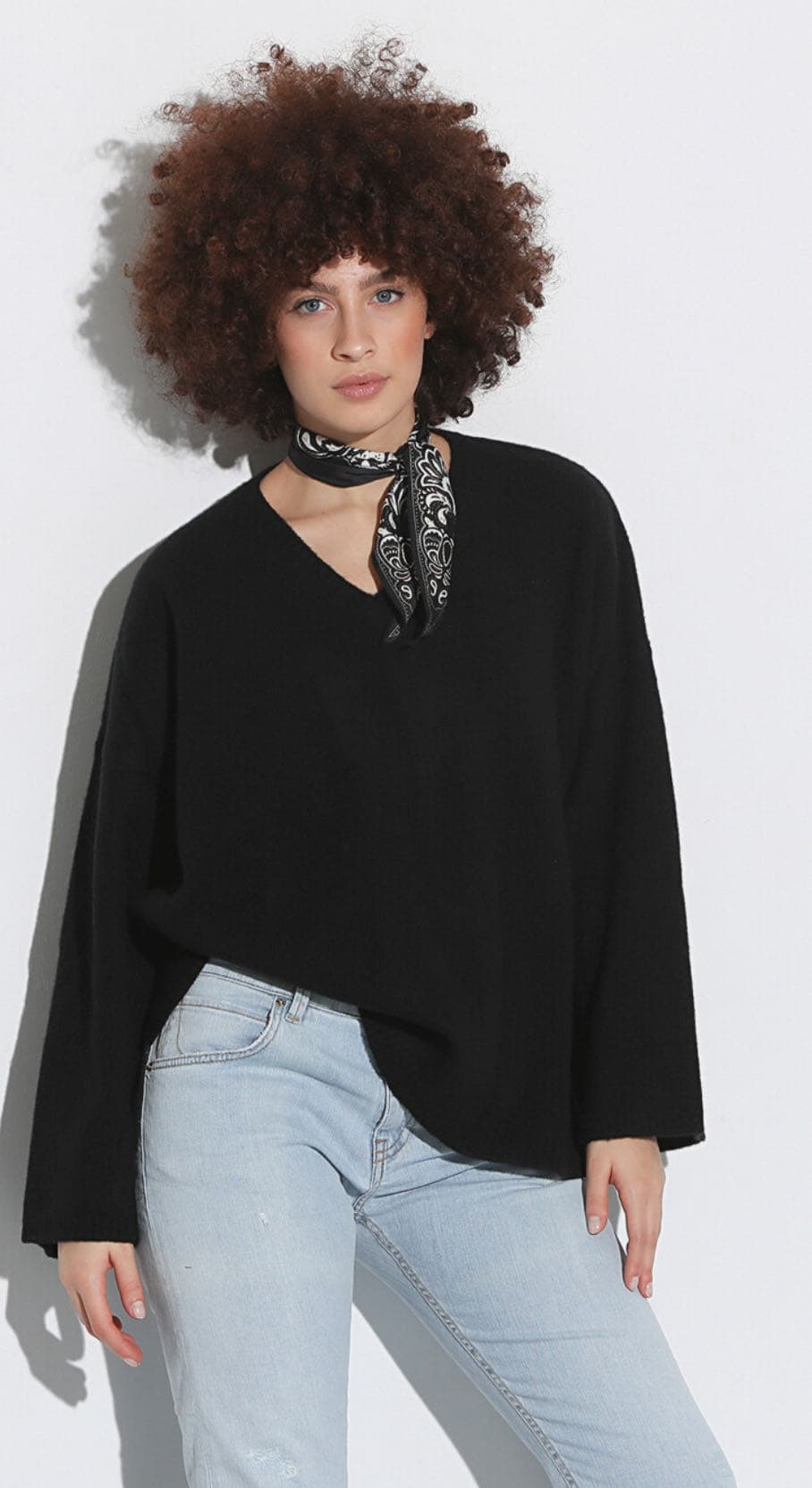 Maglione scollo a V in lana merinos extr