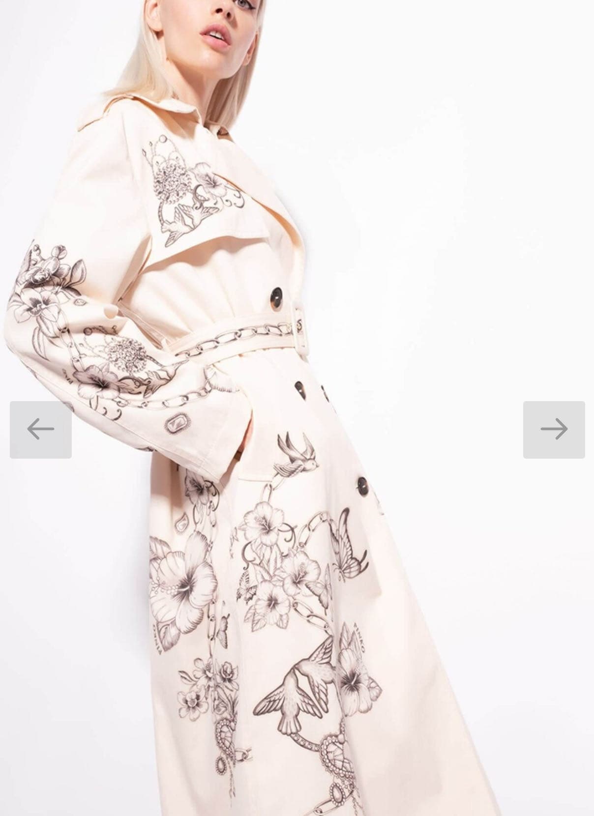 Trench in gabardine con stampa tattoo
