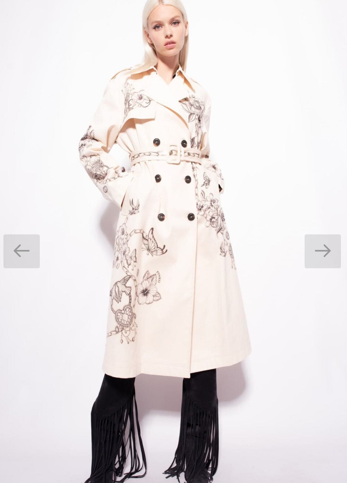 Trench in gabardine con stampa tattoo — 3