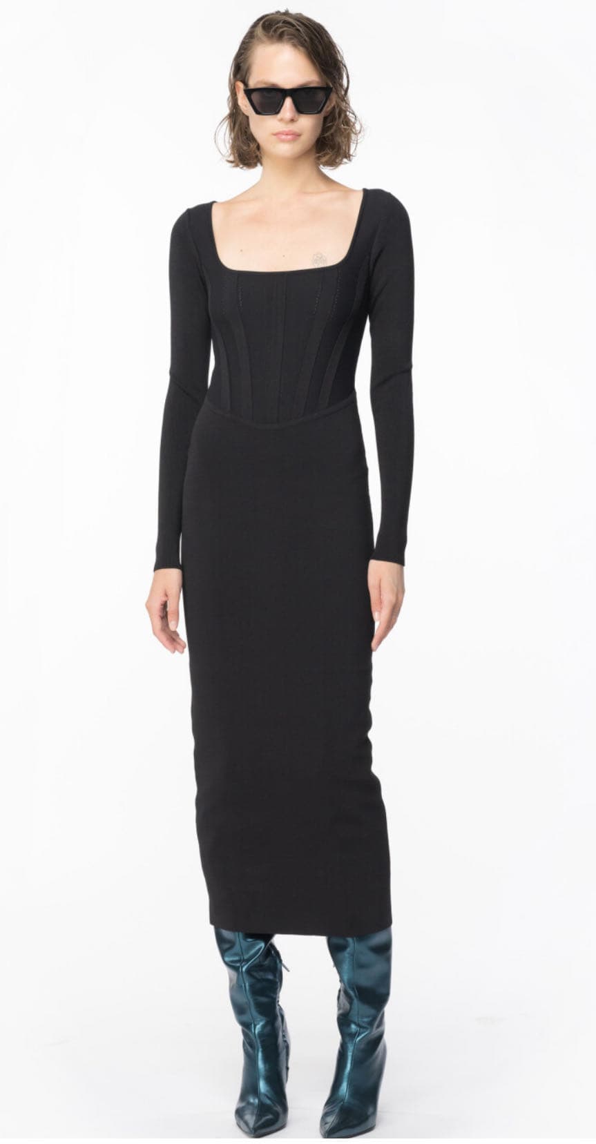 Midi dress with vanisé workmanship