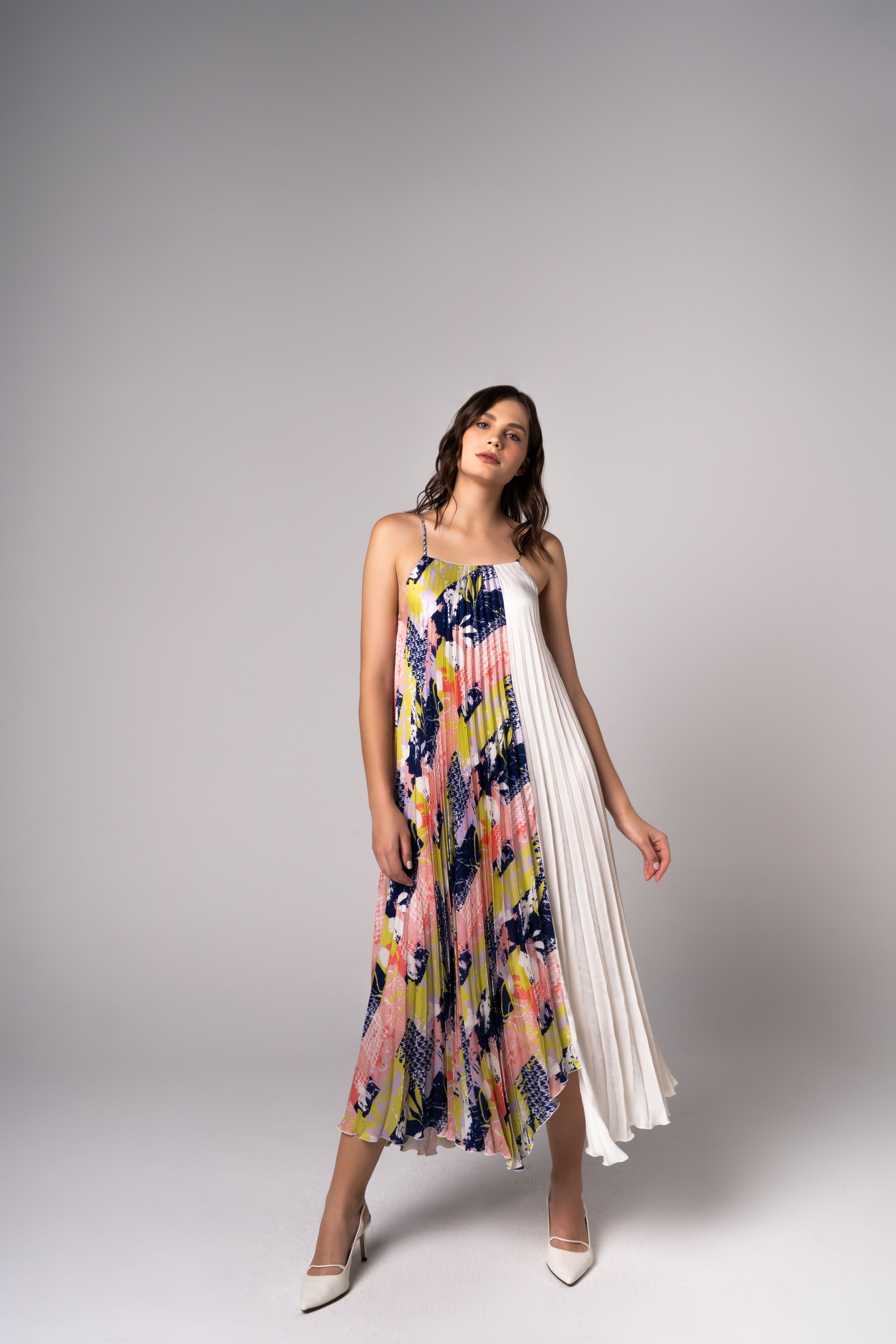 The Pleated Canvas Maxi Dress