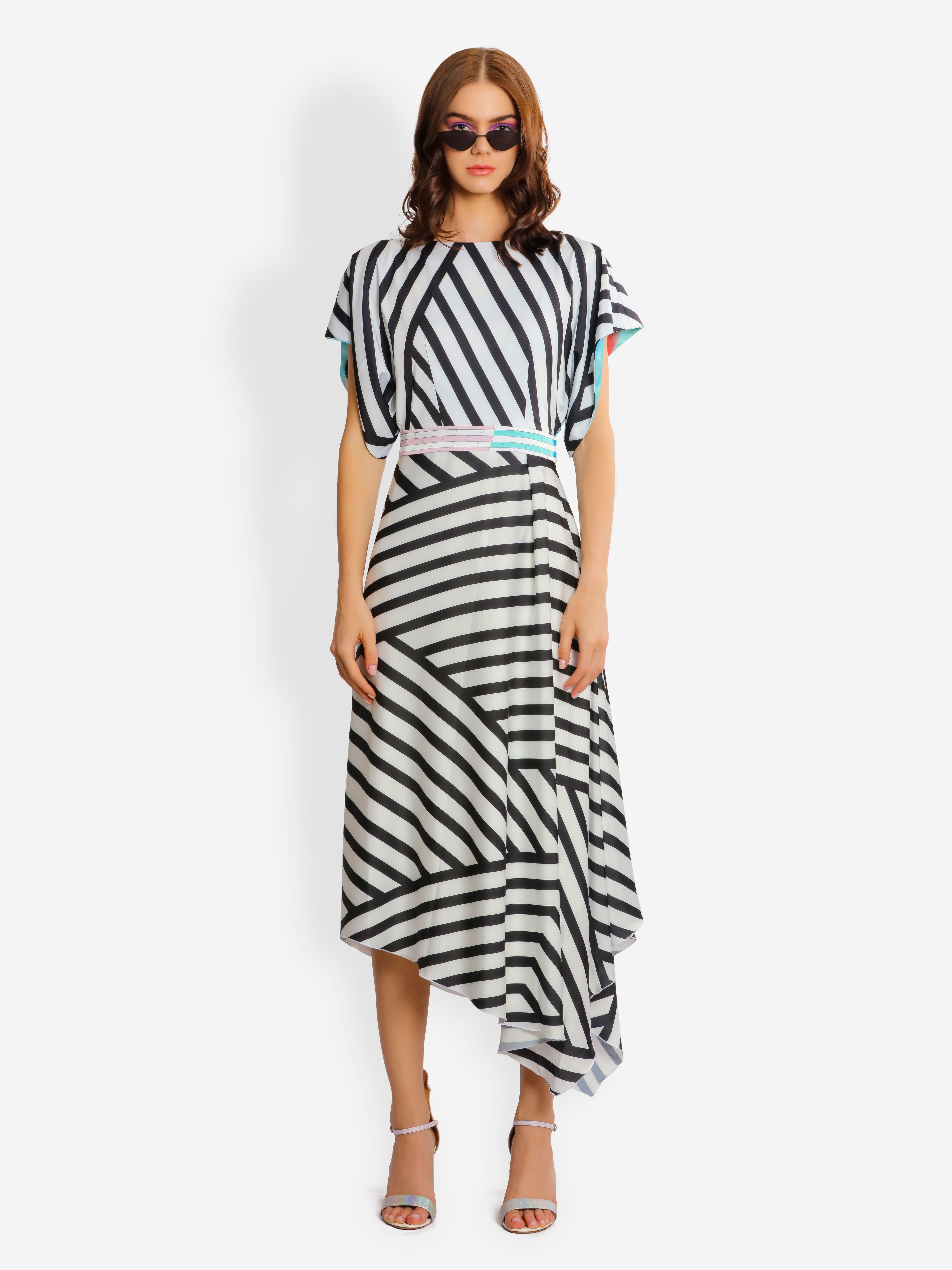 The Stripe Cascade dress