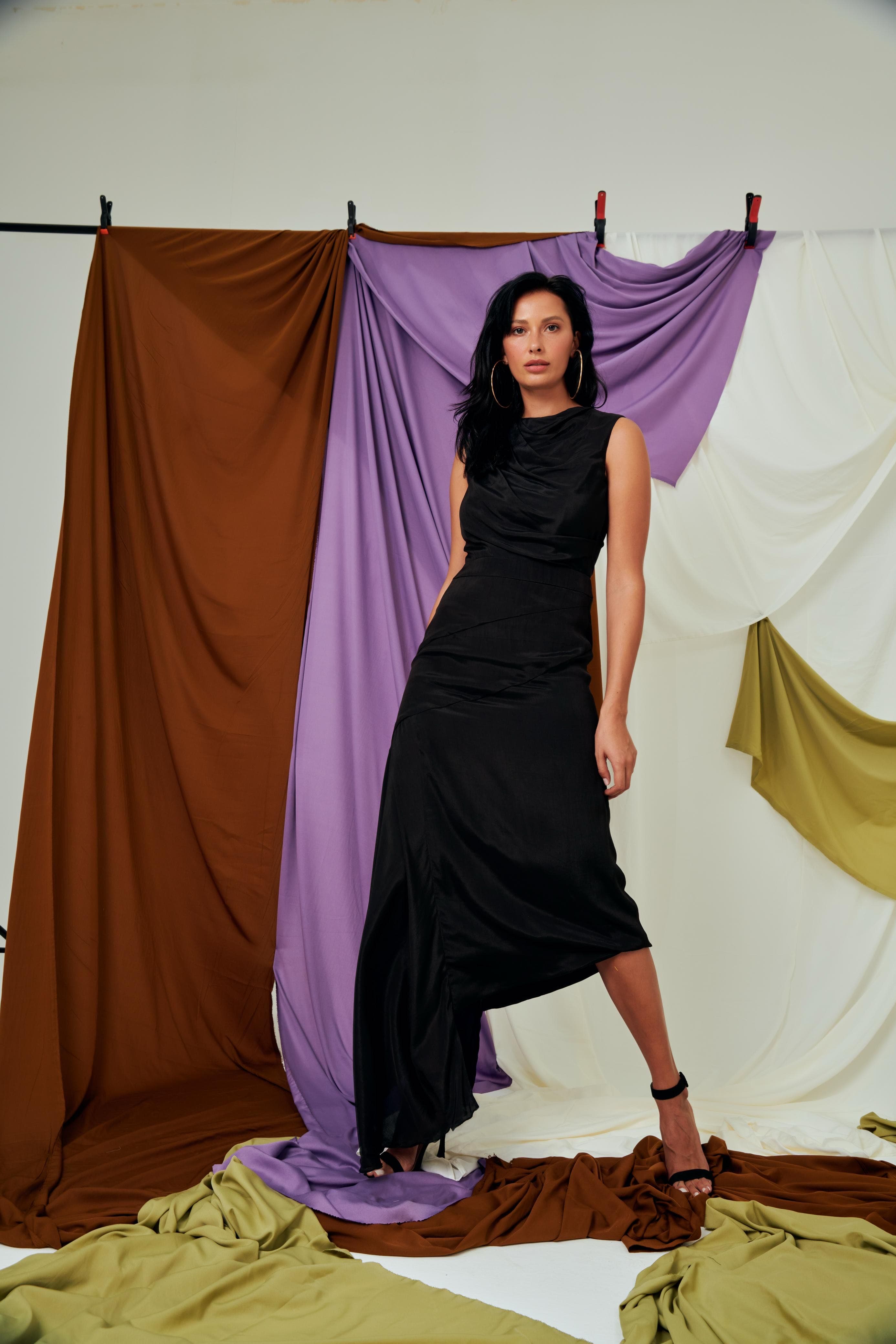 Asymmetric vintage cowl dress