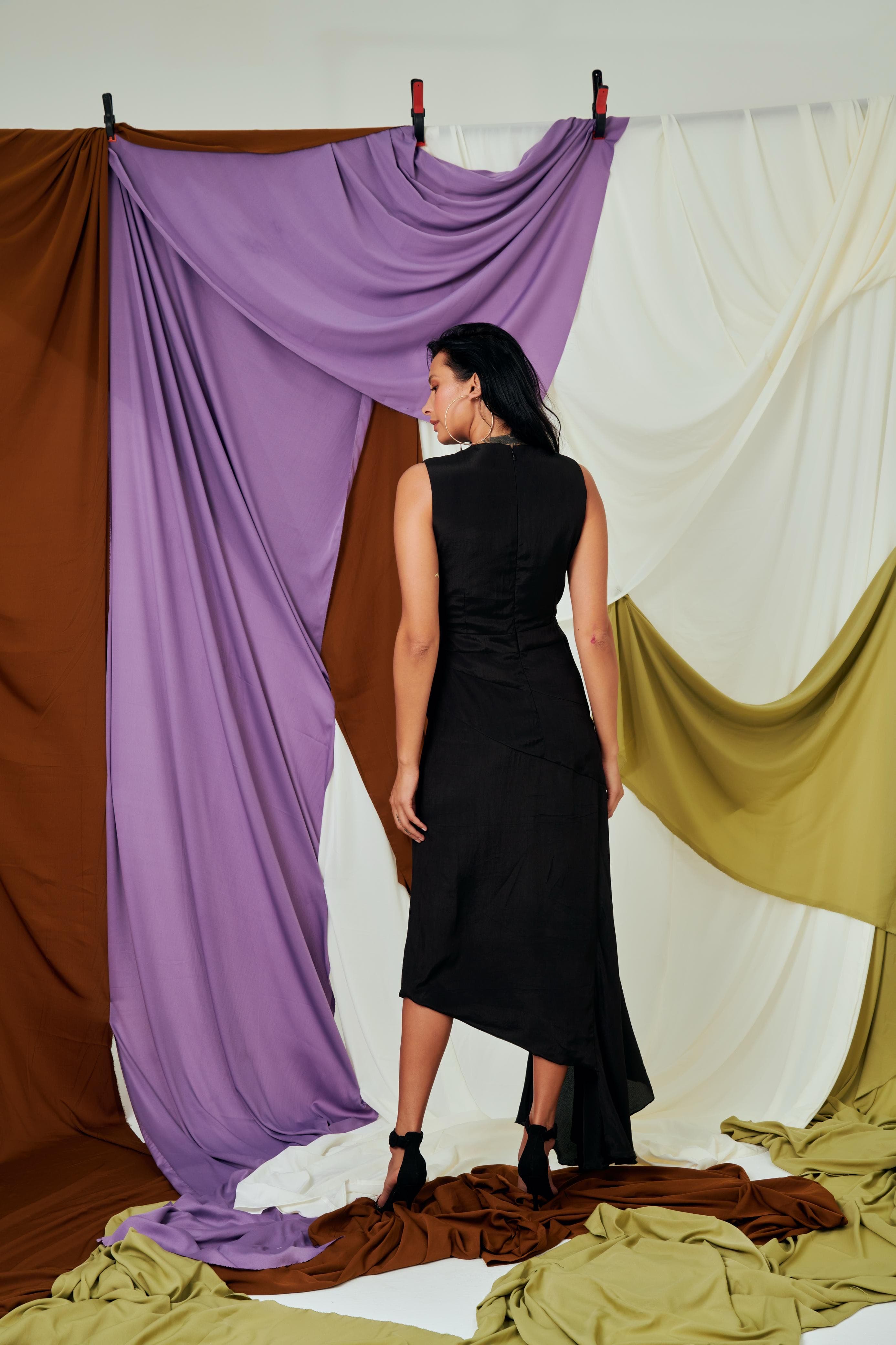 Asymmetric vintage cowl dress — 2
