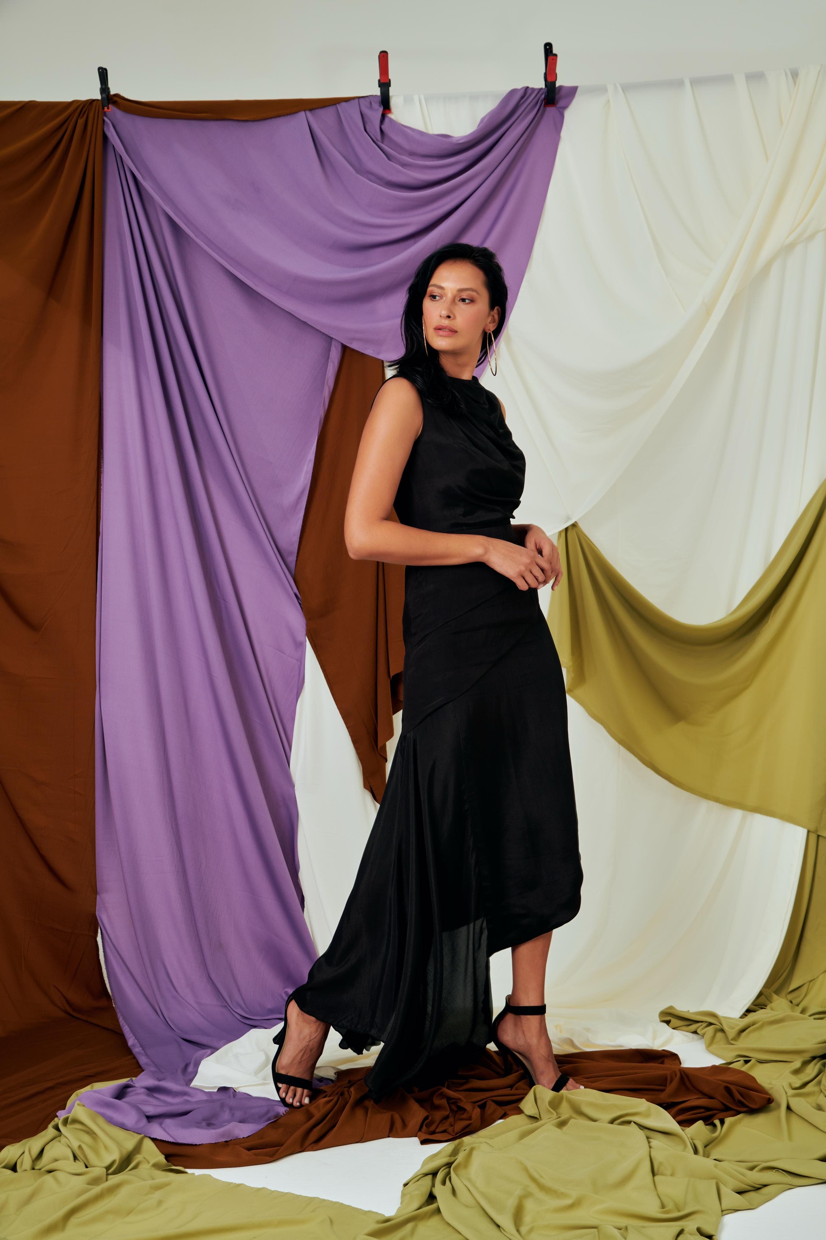 Asymmetric vintage cowl dress — 3