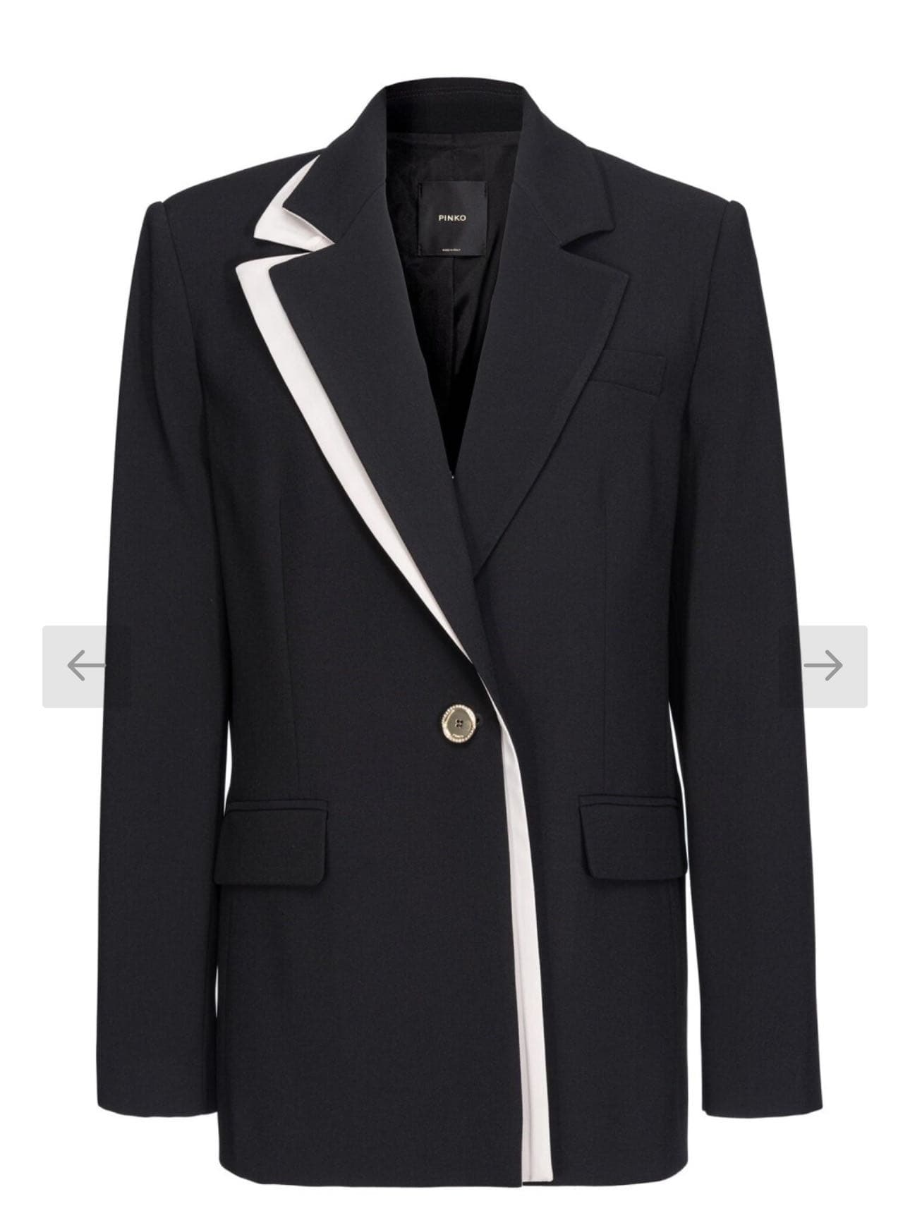 Blazer monopetto in satin a contrasto — 4