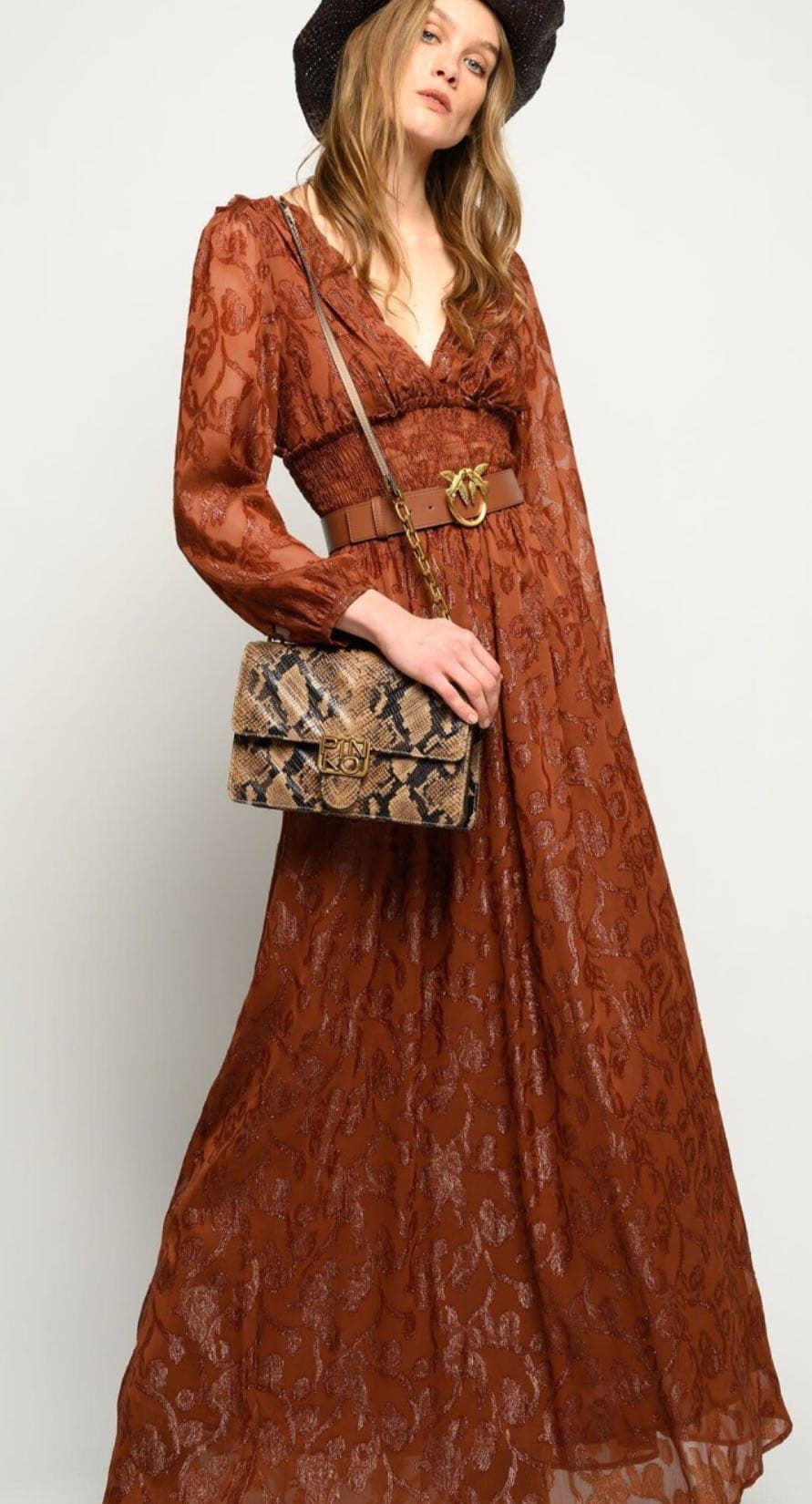 Vestito lungo fil coupè lurex