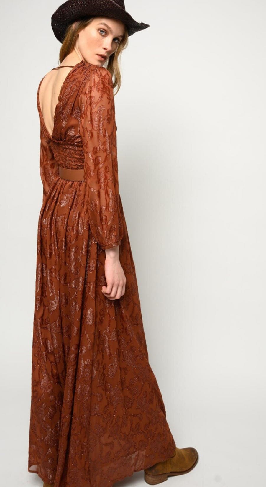 Vestito lungo fil coupè lurex — 3