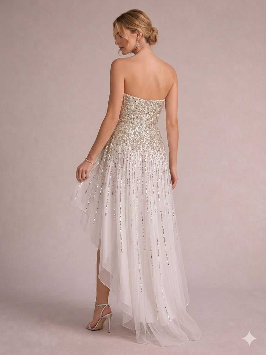 Abito bianco in e paillettes — 2