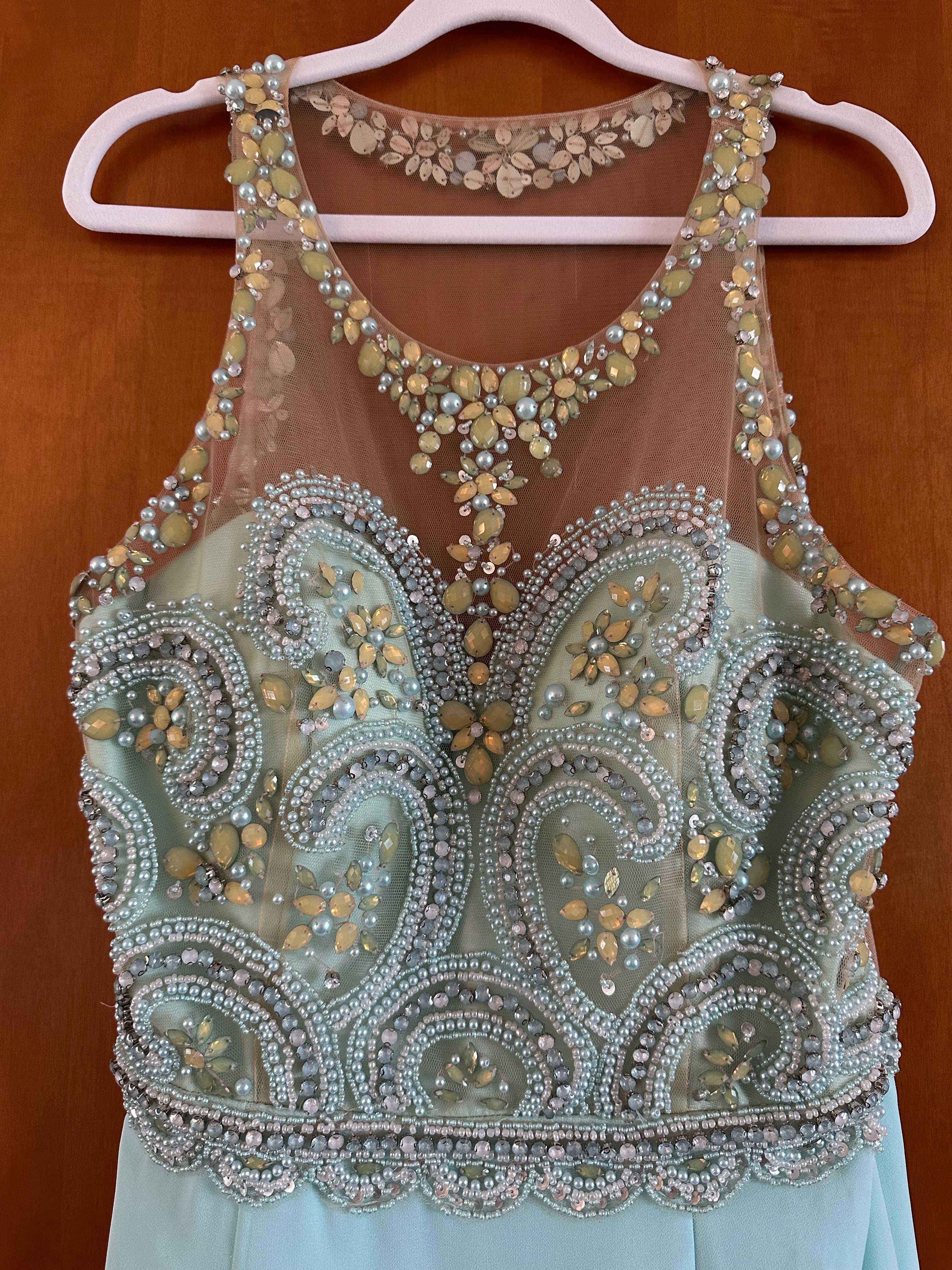 Abito lungo colore Tiffany — 4
