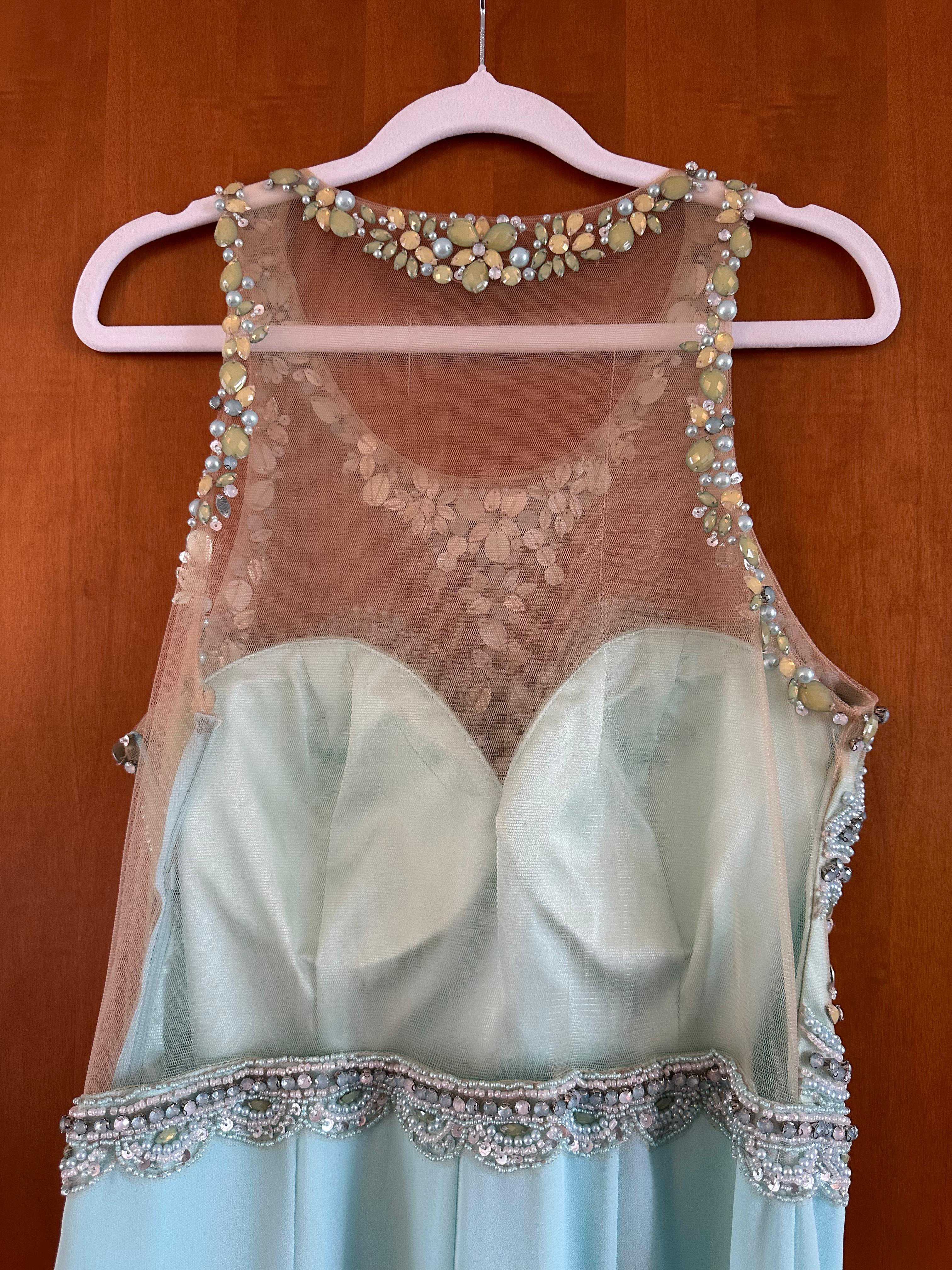 Abito lungo colore Tiffany — 5